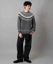 KHFAD24069 a.v.v MEN(アー・ヴェ・ヴェ) 【洗える】モール求心柄クルーネックニット ダークグレー