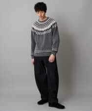 KHFAD24069 a.v.v MEN(アー・ヴェ・ヴェ) 【洗える】モール求心柄クルーネックニット ダークグレー