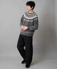 KHFAD24069 a.v.v MEN(アー・ヴェ・ヴェ) 【洗える】モール求心柄クルーネックニット ダークグレー