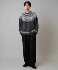 KHFAD24069 a.v.v MEN(アー・ヴェ・ヴェ) 【洗える】モール求心柄クルーネックニット ダークグレー