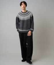 KHFAD24069 a.v.v MEN(アー・ヴェ・ヴェ) 【洗える】モール求心柄クルーネックニット ダークグレー