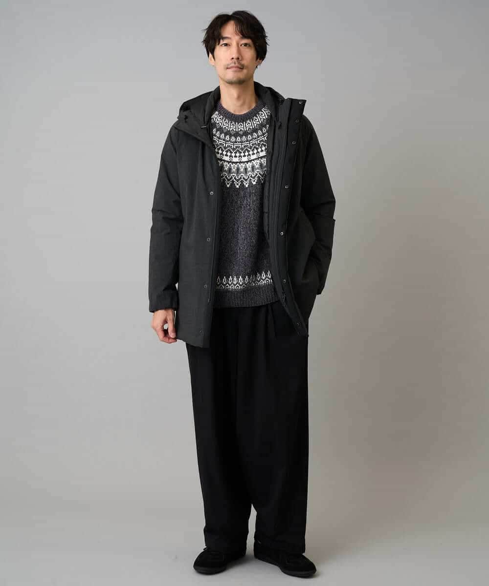 KHFAD24069 a.v.v MEN(アー・ヴェ・ヴェ) 【洗える】モール求心柄クルーネックニット ダークグレー