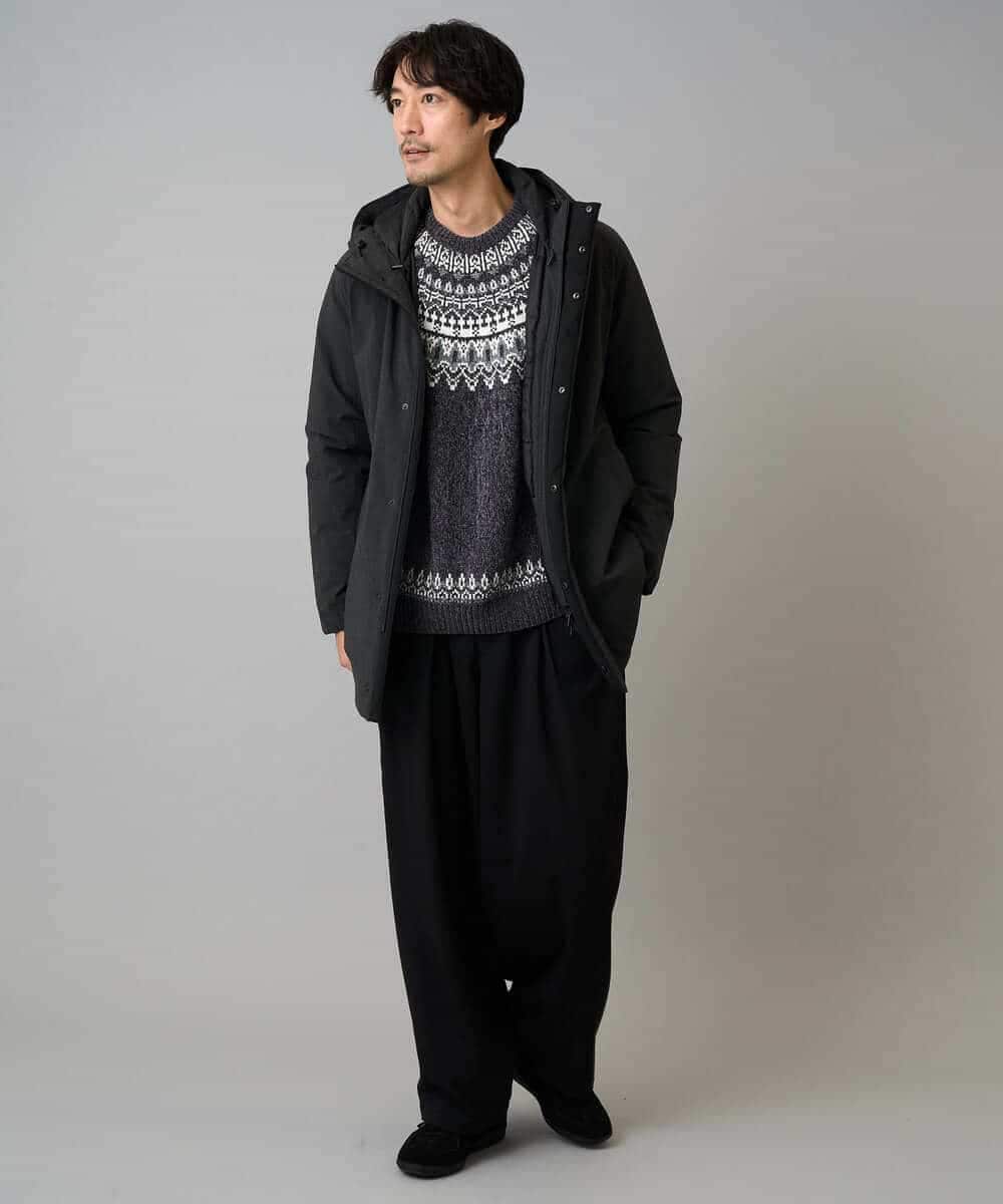 KHFAD24069 a.v.v MEN(アー・ヴェ・ヴェ) 【洗える】モール求心柄クルーネックニット ダークグレー