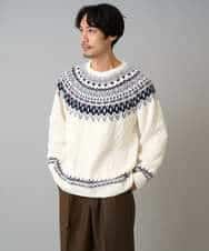 KHFAD24069 a.v.v MEN(アー・ヴェ・ヴェ) 【洗える】モール求心柄クルーネックニット ダークグレー