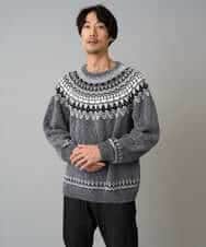 KHFAD24069 a.v.v MEN(アー・ヴェ・ヴェ) 【洗える】モール求心柄クルーネックニット ダークグレー