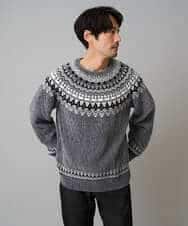 KHFAD24069 a.v.v MEN(アー・ヴェ・ヴェ) 【洗える】モール求心柄クルーネックニット ダークグレー