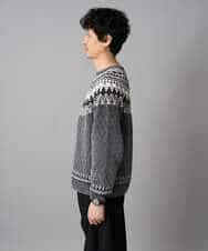 KHFAD24069 a.v.v MEN(アー・ヴェ・ヴェ) 【洗える】モール求心柄クルーネックニット ダークグレー