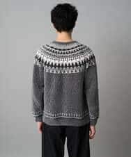 KHFAD24069 a.v.v MEN(アー・ヴェ・ヴェ) 【洗える】モール求心柄クルーネックニット ダークグレー