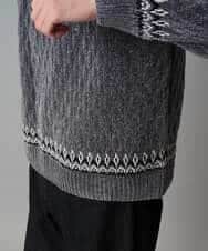 KHFAD24069 a.v.v MEN(アー・ヴェ・ヴェ) 【洗える】モール求心柄クルーネックニット ダークグレー