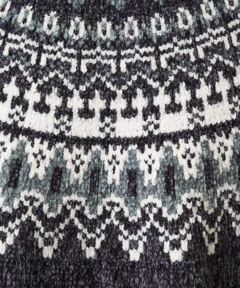 KHFAD24069 a.v.v MEN(アー・ヴェ・ヴェ) 【洗える】モール求心柄クルーネックニット ダークグレー