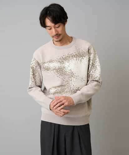 KHFAD25079 a.v.v MEN 【洗濯機で洗える】モールジャカードボカシ柄ニット
