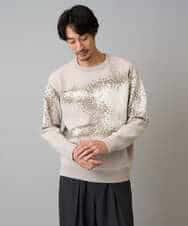 KHFAD25079 a.v.v MEN(アー・ヴェ・ヴェ) 【洗濯機で洗える】モールジャカードボカシ柄ニット ベージュ系