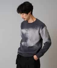 KHFAD25079 a.v.v MEN(アー・ヴェ・ヴェ) 【洗濯機で洗える】モールジャカードボカシ柄ニット グレー系