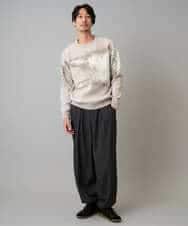 KHFAD25079 a.v.v MEN(アー・ヴェ・ヴェ) 【洗濯機で洗える】モールジャカードボカシ柄ニット グレー系