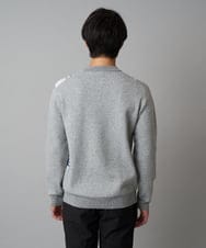 KHFAD26069 a.v.v MEN(アー・ヴェ・ヴェ) 【洗濯機で洗える】チェックジャカードクルーネックニット グレー