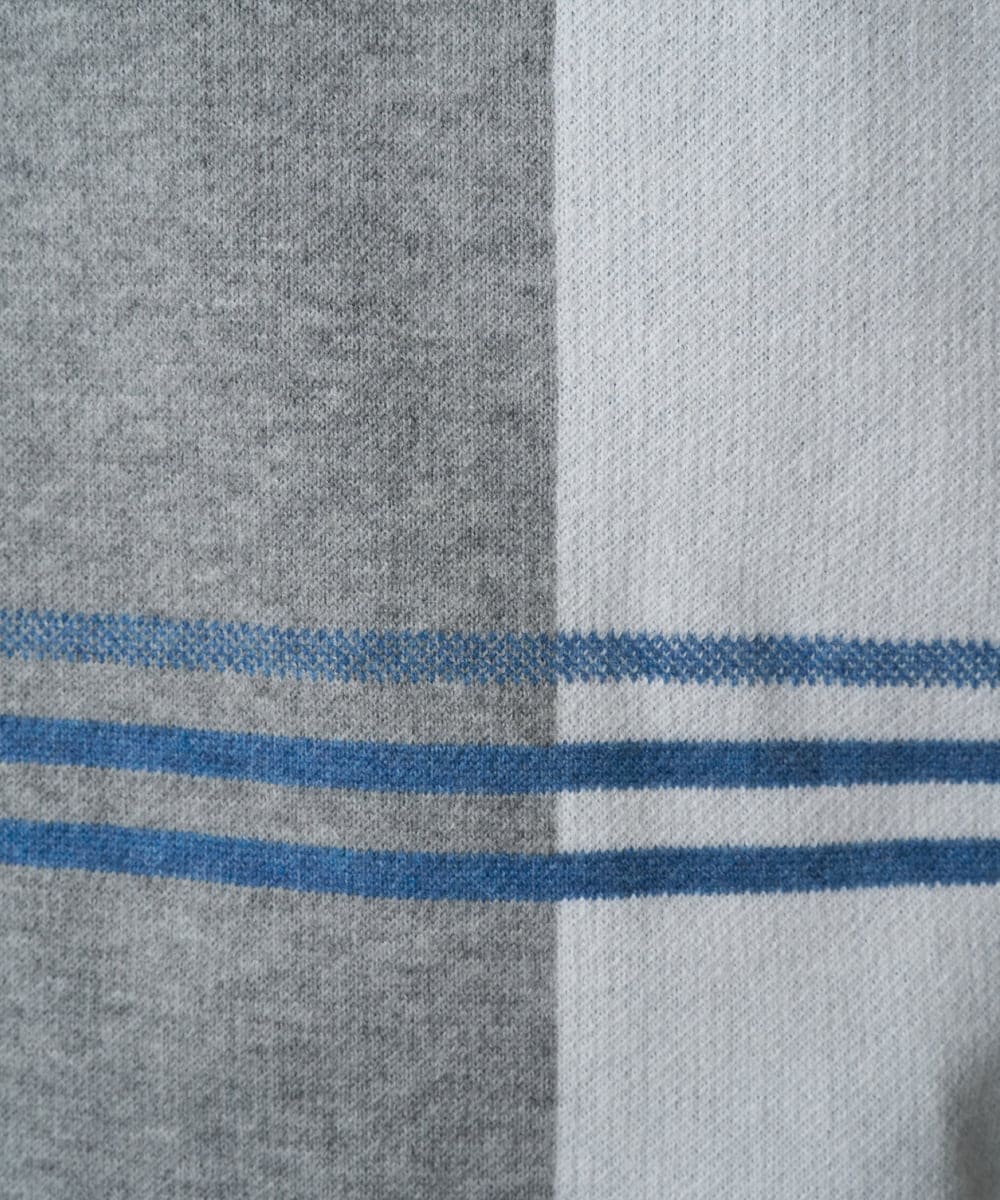 KHFAD26069 a.v.v MEN(アー・ヴェ・ヴェ) 【洗濯機で洗える】チェックジャカードクルーネックニット グレー