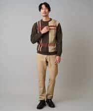 KHFAD26069 a.v.v MEN(アー・ヴェ・ヴェ) 【洗濯機で洗える】チェックジャカードクルーネックニット グレー