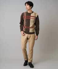 KHFAD26069 a.v.v MEN(アー・ヴェ・ヴェ) 【洗濯機で洗える】チェックジャカードクルーネックニット グレー