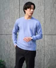 KHFAD40049 a.v.v MEN(アー・ヴェ・ヴェ) 【洗濯機で洗える】ジャカードクルーネックニット ライトブルー