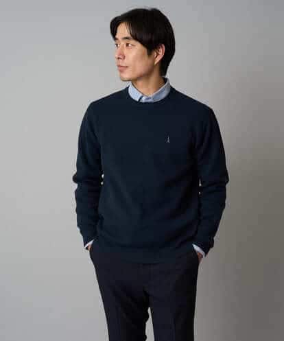 KHFAD40049 a.v.v MEN 【洗濯機で洗える】ジャカードクルーネックニット