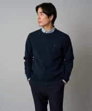KHFAD40049 a.v.v MEN(アー・ヴェ・ヴェ) 【洗濯機で洗える】ジャカードクルーネックニット ネイビー