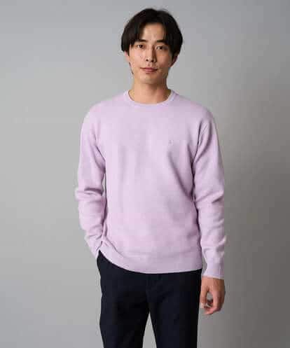 KHFAD40049 a.v.v MEN 【洗濯機で洗える】ジャカードクルーネックニット