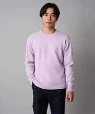 KHFAD40049 a.v.v MEN(アー・ヴェ・ヴェ) 【洗濯機で洗える】ジャカードクルーネックニット ラベンダー