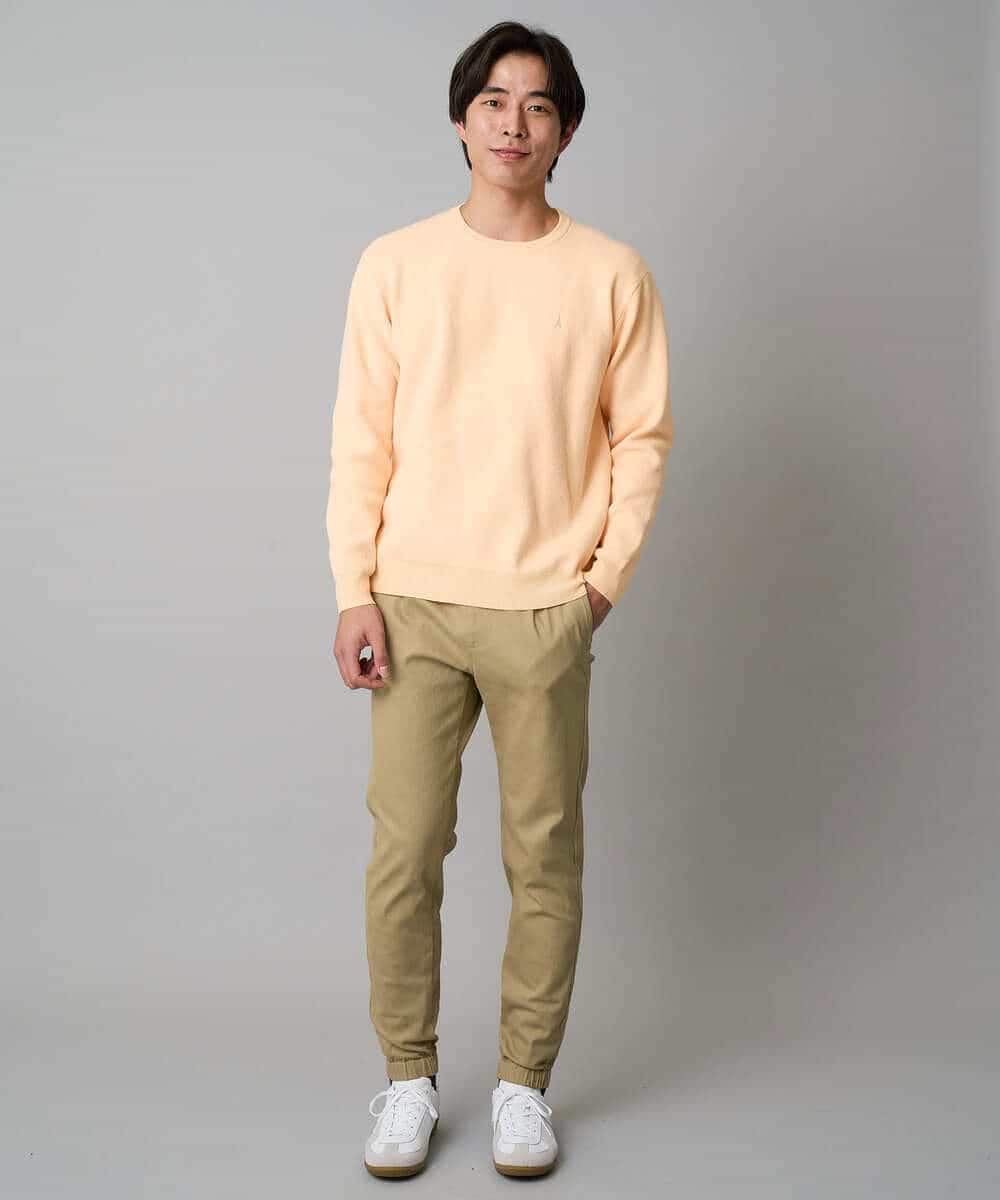 KHFAD40049 a.v.v MEN(アー・ヴェ・ヴェ) 【洗濯機で洗える】ジャカードクルーネックニット ラベンダー