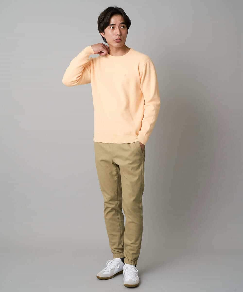 KHFAD40049 a.v.v MEN(アー・ヴェ・ヴェ) 【洗濯機で洗える】ジャカードクルーネックニット ラベンダー