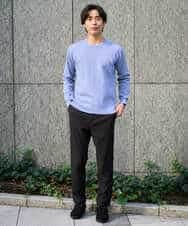 KHFAD40049 a.v.v MEN(アー・ヴェ・ヴェ) 【洗濯機で洗える】ジャカードクルーネックニット ラベンダー