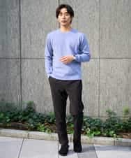 KHFAD40049 a.v.v MEN(アー・ヴェ・ヴェ) 【洗濯機で洗える】ジャカードクルーネックニット ラベンダー