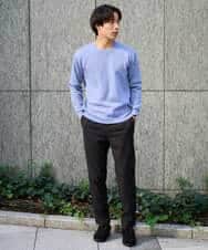 KHFAD40049 a.v.v MEN(アー・ヴェ・ヴェ) 【洗濯機で洗える】ジャカードクルーネックニット ラベンダー