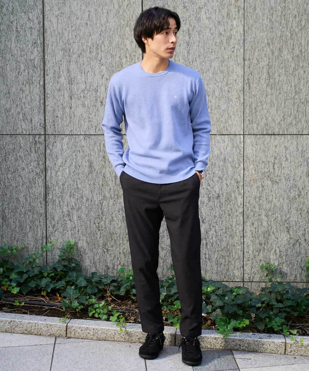 KHFAD40049 a.v.v MEN(アー・ヴェ・ヴェ) 【洗濯機で洗える】ジャカードクルーネックニット ラベンダー