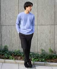 KHFAD40049 a.v.v MEN(アー・ヴェ・ヴェ) 【洗濯機で洗える】ジャカードクルーネックニット ラベンダー