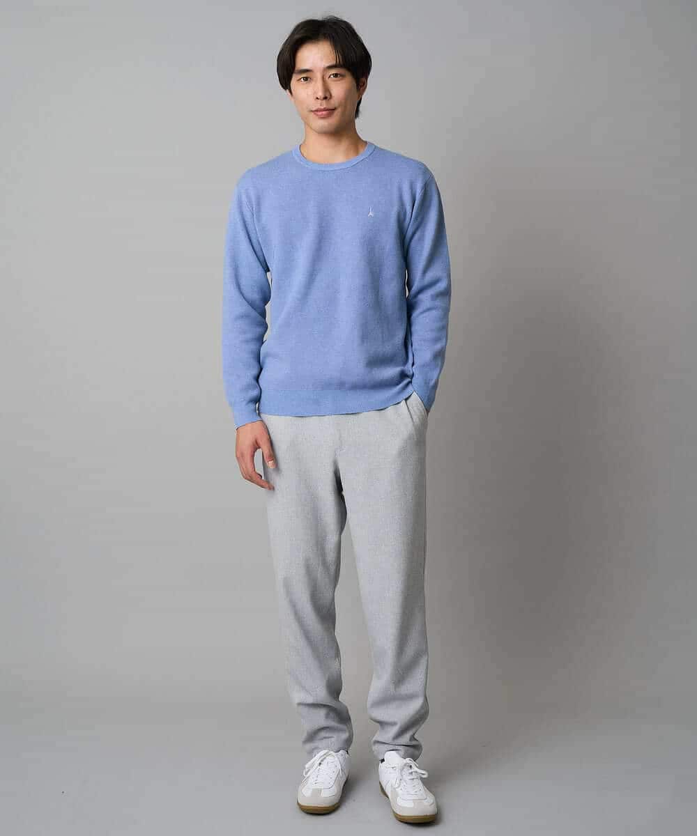 KHFAD40049 a.v.v MEN(アー・ヴェ・ヴェ) 【洗濯機で洗える】ジャカードクルーネックニット ラベンダー