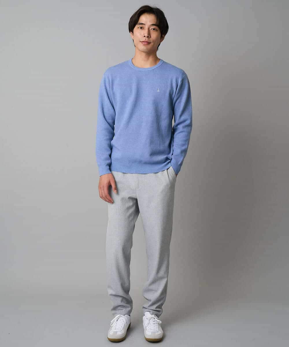 KHFAD40049 a.v.v MEN(アー・ヴェ・ヴェ) 【洗濯機で洗える】ジャカードクルーネックニット ラベンダー