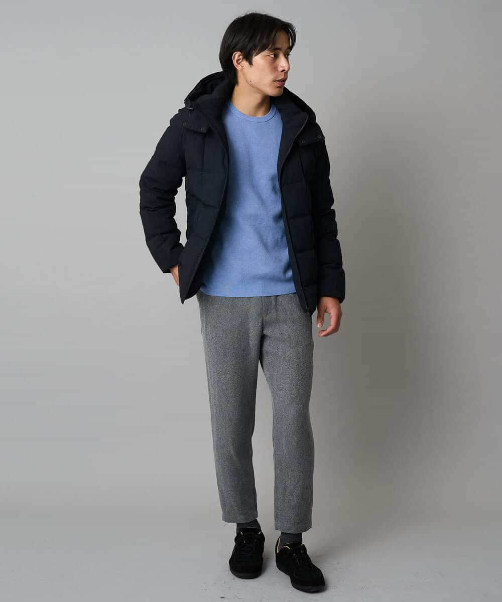 KHFAD40049 a.v.v MEN(アー・ヴェ・ヴェ) 【洗濯機で洗える】ジャカードクルーネックニット ラベンダー