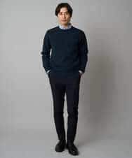 KHFAD40049 a.v.v MEN(アー・ヴェ・ヴェ) 【洗濯機で洗える】ジャカードクルーネックニット ラベンダー