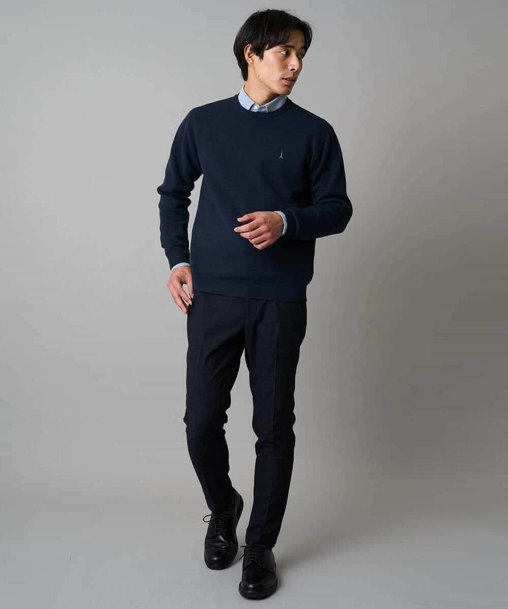 KHFAD40049 a.v.v MEN(アー・ヴェ・ヴェ) 【洗濯機で洗える】ジャカードクルーネックニット ラベンダー