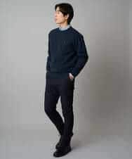 KHFAD40049 a.v.v MEN(アー・ヴェ・ヴェ) 【洗濯機で洗える】ジャカードクルーネックニット ラベンダー