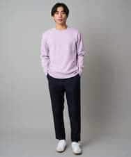 KHFAD40049 a.v.v MEN(アー・ヴェ・ヴェ) 【洗濯機で洗える】ジャカードクルーネックニット ラベンダー