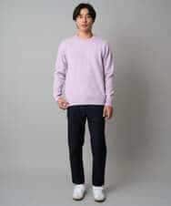 KHFAD40049 a.v.v MEN(アー・ヴェ・ヴェ) 【洗濯機で洗える】ジャカードクルーネックニット ラベンダー