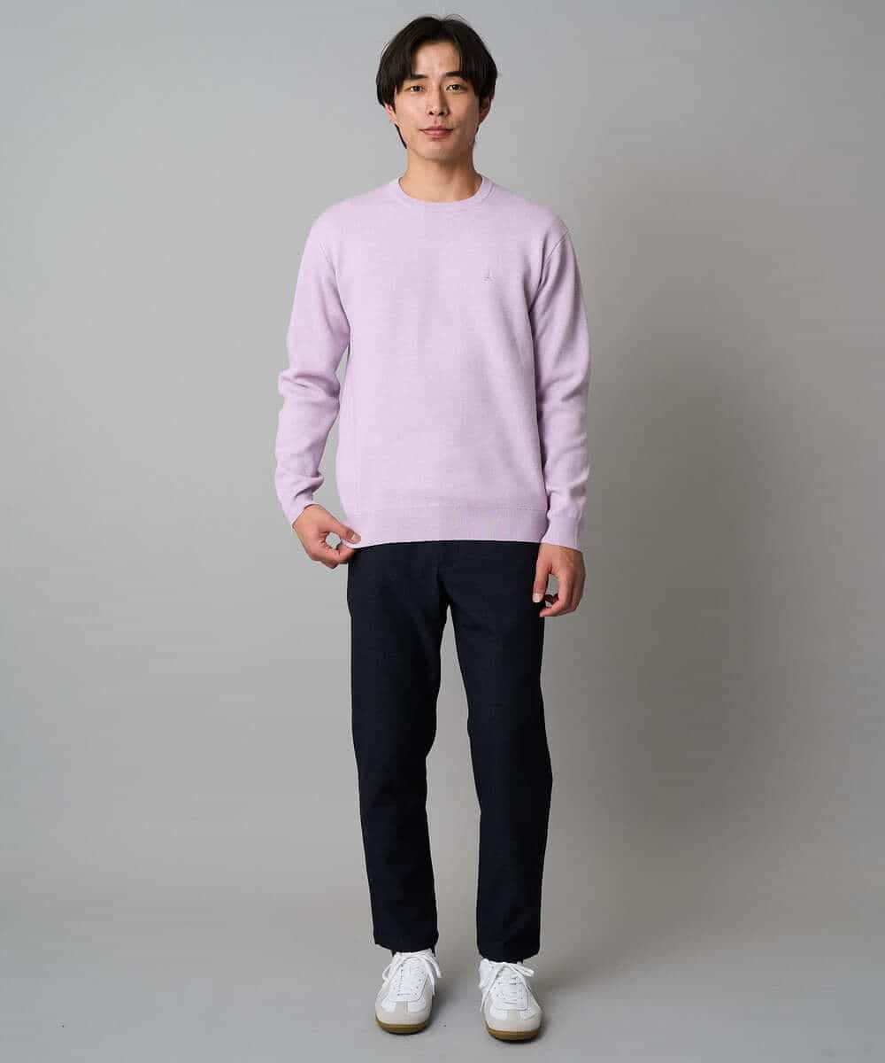 KHFAD40049 a.v.v MEN(アー・ヴェ・ヴェ) 【洗濯機で洗える】ジャカードクルーネックニット ラベンダー