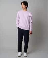 KHFAD40049 a.v.v MEN(アー・ヴェ・ヴェ) 【洗濯機で洗える】ジャカードクルーネックニット ラベンダー