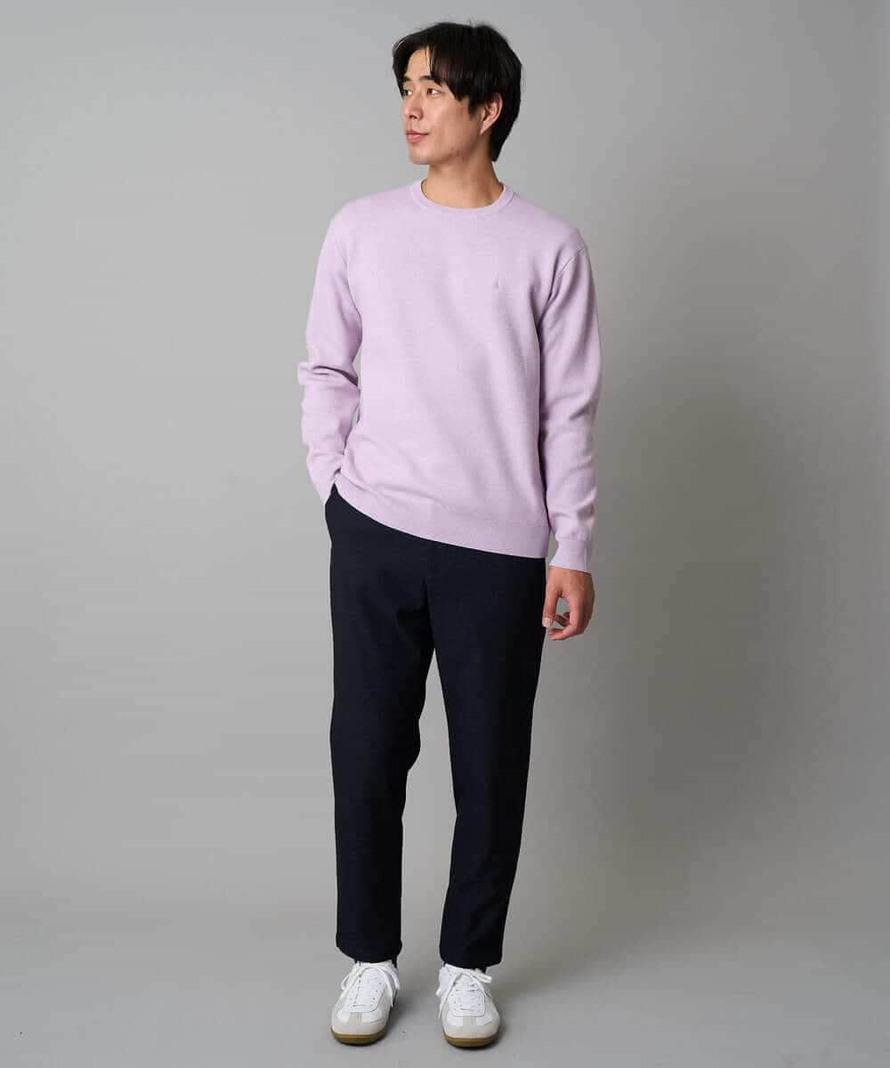 KHFAD40049 a.v.v MEN(アー・ヴェ・ヴェ) 【洗濯機で洗える】ジャカードクルーネックニット ラベンダー