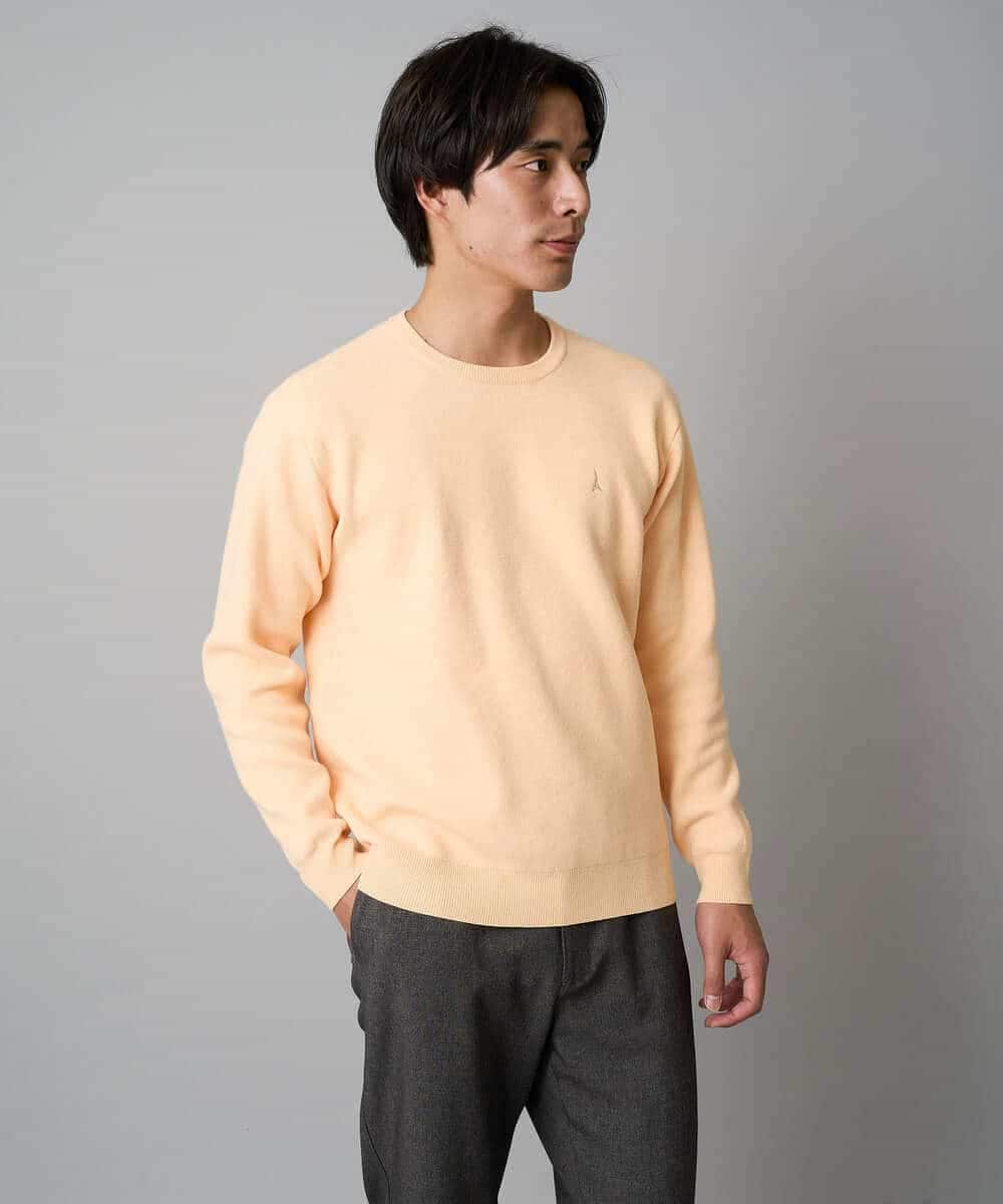 KHFAD40049 a.v.v MEN(アー・ヴェ・ヴェ) 【洗濯機で洗える】ジャカードクルーネックニット ラベンダー