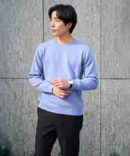 KHFAD40049 a.v.v MEN(アー・ヴェ・ヴェ) 【洗濯機で洗える】ジャカードクルーネックニット ラベンダー