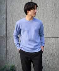 KHFAD40049 a.v.v MEN(アー・ヴェ・ヴェ) 【洗濯機で洗える】ジャカードクルーネックニット ラベンダー