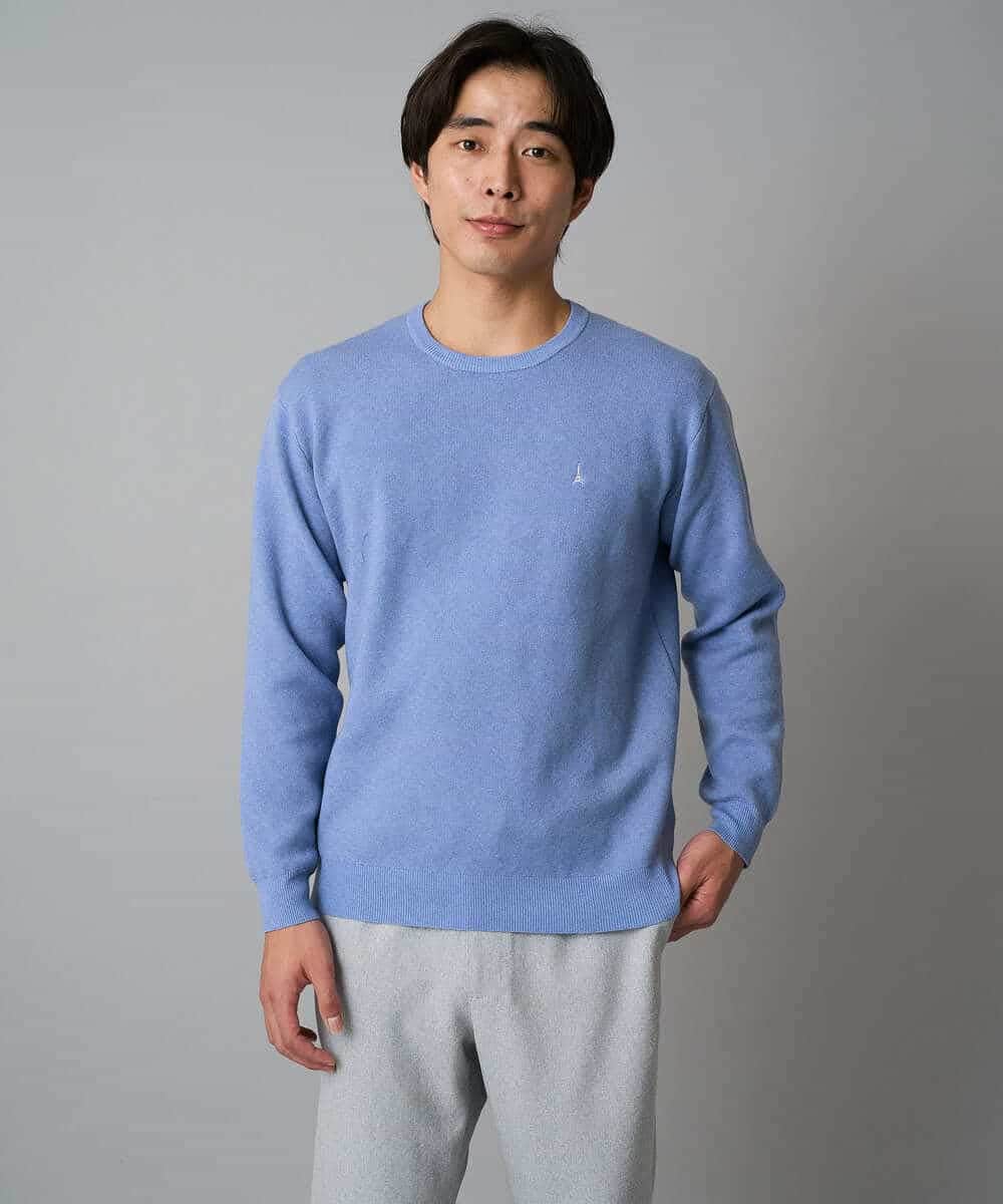 KHFAD40049 a.v.v MEN(アー・ヴェ・ヴェ) 【洗濯機で洗える】ジャカードクルーネックニット ラベンダー