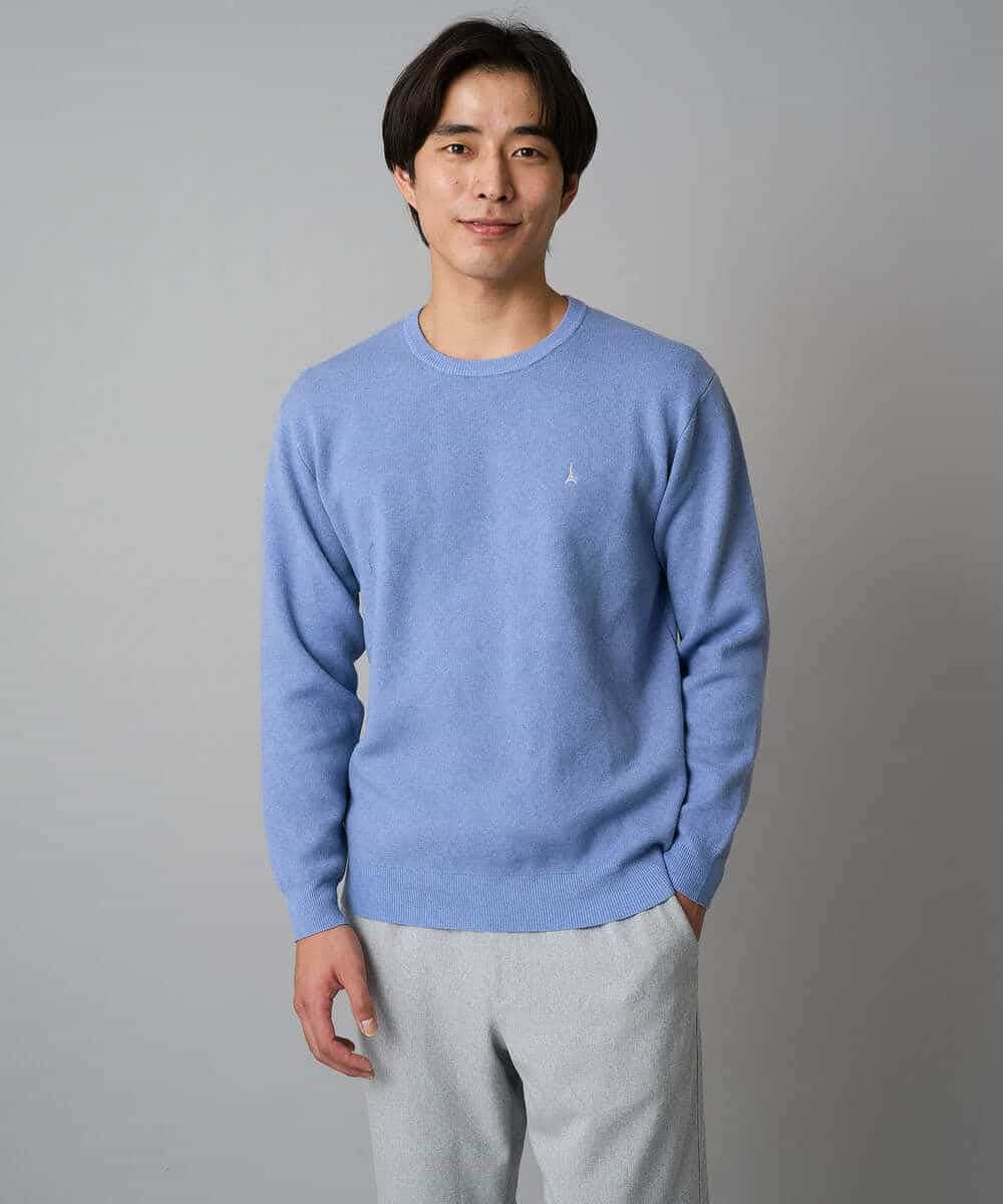 KHFAD40049 a.v.v MEN(アー・ヴェ・ヴェ) 【洗濯機で洗える】ジャカードクルーネックニット ラベンダー